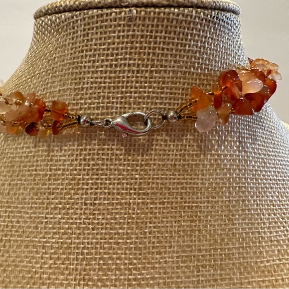 Gorgeous Genuine Carnelian Gemstone and Freshwater Pearls Necklace- orange - Picture 10 of 10